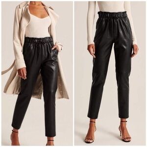 Abercrombie & Fitch Vegan Faux Leather Pull on Taper Pants Black Stretch size XL